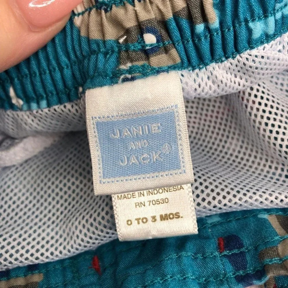 Janie and Jack swim trunks blue submarine size 0-3 months - Picture 3 of 8